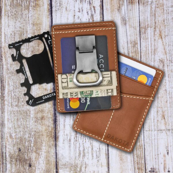 All-in-One Leather Card Case and Multi tool with Money Clip, 'Paramount' All-in-One Leather Card Case and Multi tool with Money Clip, 'Paramount'
