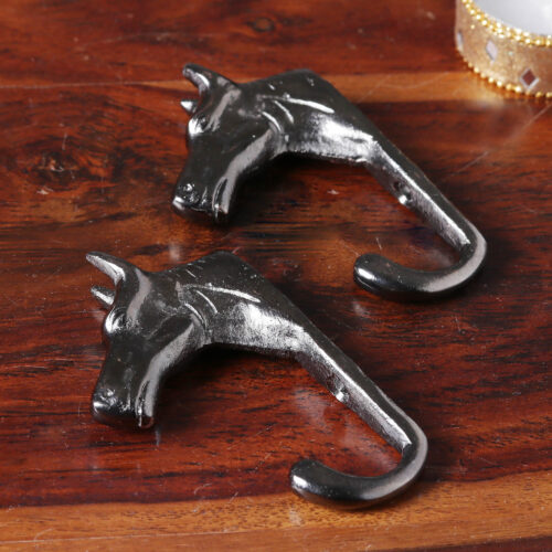 Antiqued Finished Horse-Shaped Brass Wall Hooks from India, 'Regal Horse' Antiqued Finished Horse-Shaped Brass Wall Hooks from India, 'Regal Horse'