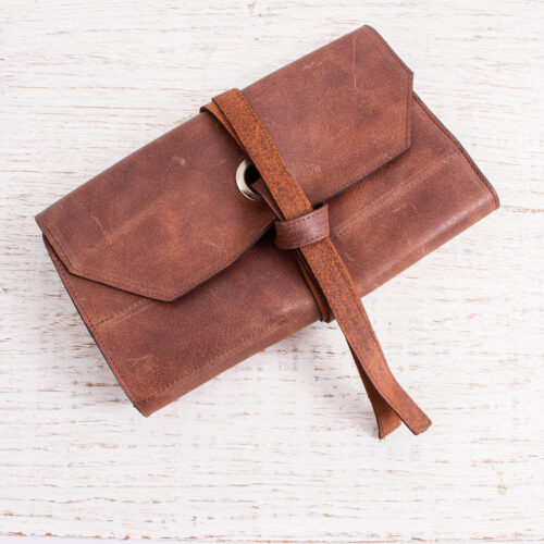 Artisan Crafted Chestnut Brown Leather Small Tool Roll Bag, 'Ready for Work' Artisan Crafted Chestnut Brown Leather Small Tool Roll Bag, 'Ready for Work'