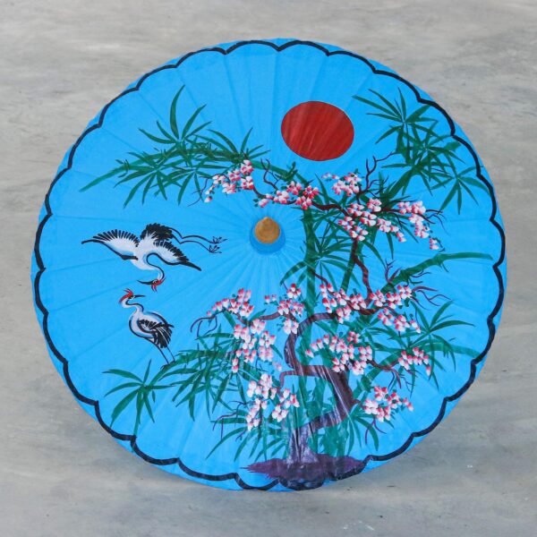 Artisan Crafted Parasol from Thailand, 'Blue Cherry Blossom' Artisan Crafted Parasol from Thailand, 'Blue Cherry Blossom'