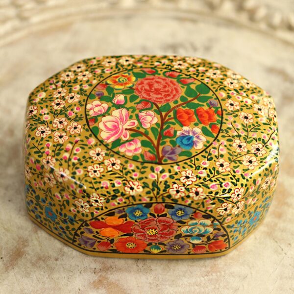 Artisan Crafted Wood and Papier Mache Decorative Box, 'Kashmir Flowers' Artisan Crafted Wood and Papier Mache Decorative Box, 'Kashmir Flowers'