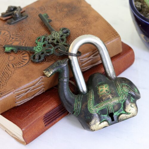 Brass Lock and Key Set with Camel Motif (3 Pieces), 'Desert Friend' Brass Lock and Key Set with Camel Motif (3 Pieces), 'Desert Friend'