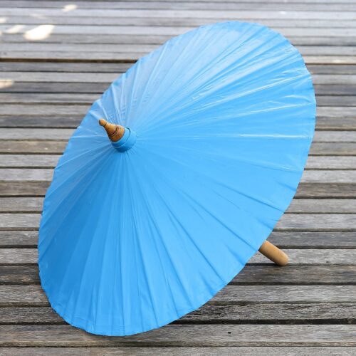 Cotton and Bamboo Parasol in Solid Azure from Thailand, 'Simple Shade in Azure' Cotton and Bamboo Parasol in Solid Azure from Thailand, 'Simple Shade in Azure'