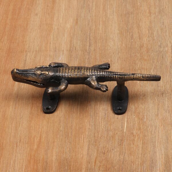 Distressed Brass Crocodile Door Handle, 'Crocodile' Distressed Brass Crocodile Door Handle, 'Crocodile'