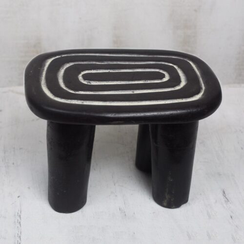 Hand Carved Decorative Mini Wood Throne, 'African Target' Hand Carved Decorative Mini Wood Throne, 'African Target'