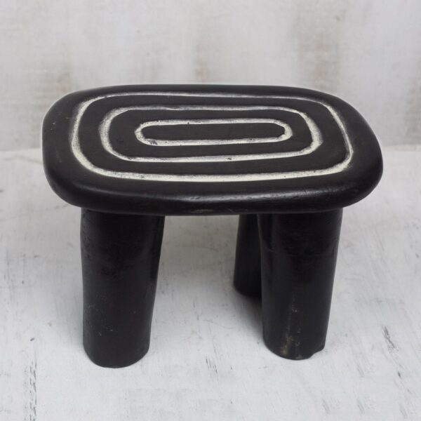 Hand Carved Decorative Mini Wood Throne, 'African Target' Hand Carved Decorative Mini Wood Throne, 'African Target'