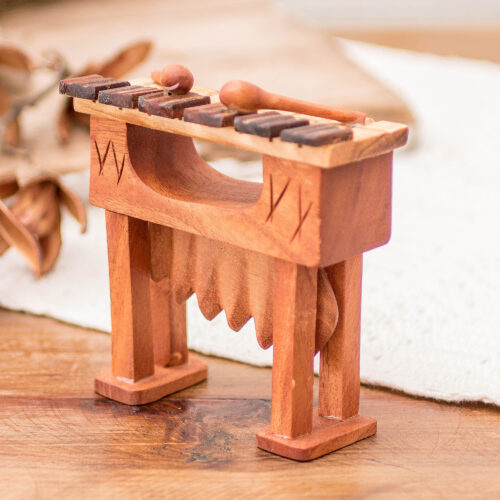 Hand-Carved Eco-Friendly Mahogany Wood Marimba Home Accent, 'Tropical Rythm'