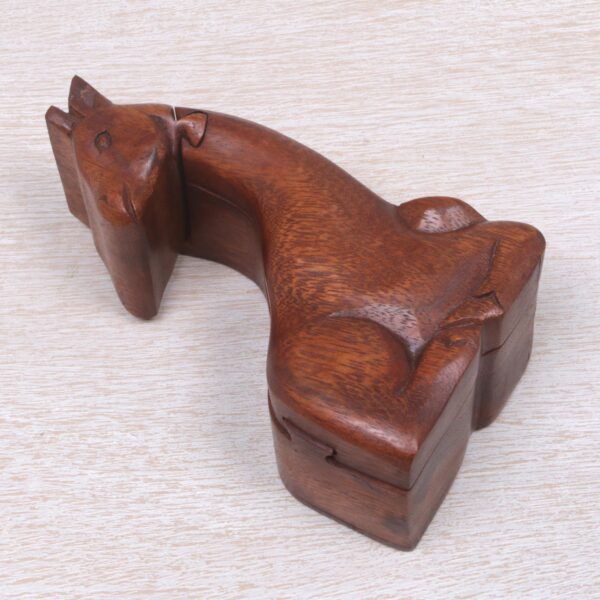Hand Carved Giraffe Shape Wood Puzzle Box from Indonesia, 'Resting Giraffe' Hand Carved Giraffe Shape Wood Puzzle Box from Indonesia, 'Resting Giraffe'