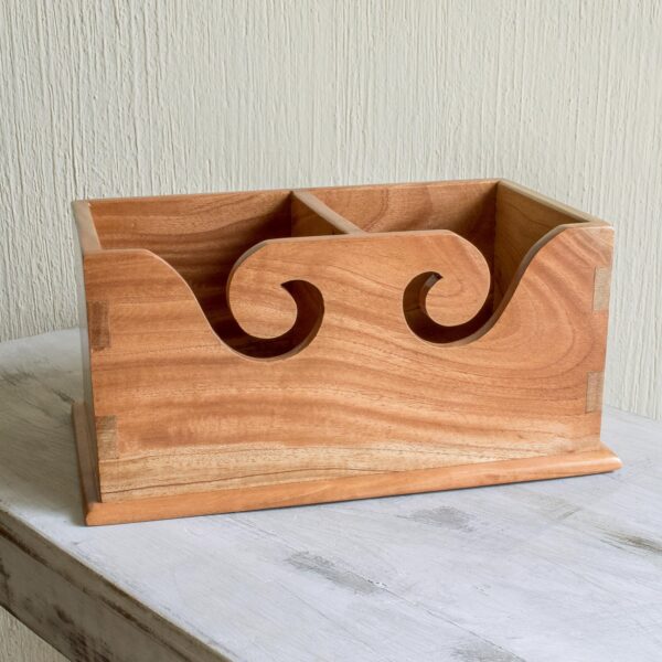 Hand Carved Wood Yarn Caddy or Home Organizer, 'Stitch in Time'