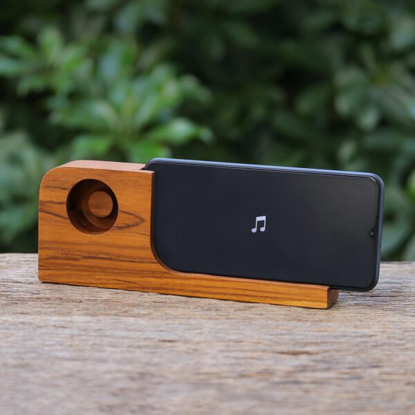 Hand Crafted Wood Smartphone Speaker, 'Cool Sound'