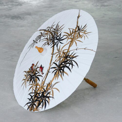 Hand-Painted Decorative Cotton Parasol from Thailand, 'Waving in the Wind' Hand-Painted Decorative Cotton Parasol from Thailand, 'Waving in the Wind'