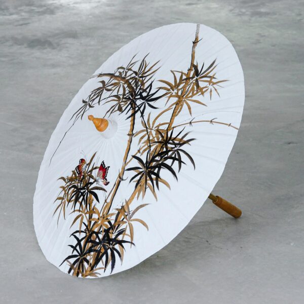 Hand-Painted Decorative Cotton Parasol from Thailand, 'Waving in the Wind' Hand-Painted Decorative Cotton Parasol from Thailand, 'Waving in the Wind'