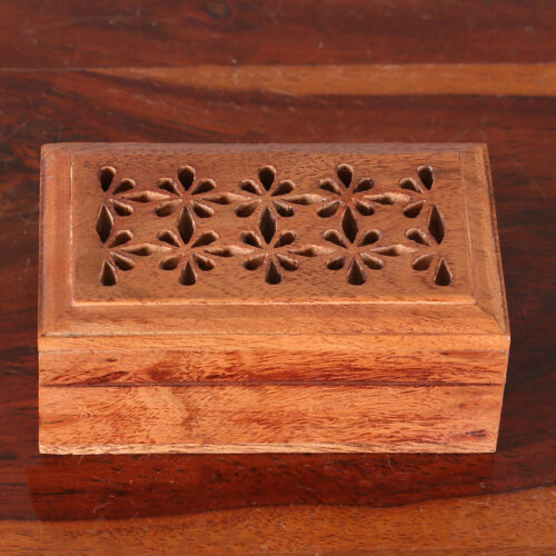 Handcrafted Floral Wood Decorative Box from India, 'Floral Subtlety' Handcrafted Floral Wood Decorative Box from India, 'Floral Subtlety'