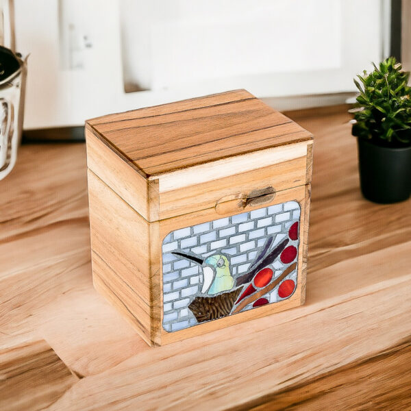 Handcrafted Hummingbird Mosaic Decorative Box in Bright Hues, 'Harmonious Secrets' Handcrafted Hummingbird Mosaic Decorative Box in Bright Hues, 'Harmonious Secrets'
