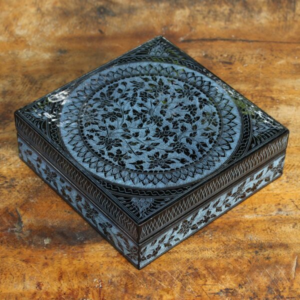 Handcrafted Lacquered Wood Decorative Box, 'Floral Thai' Handcrafted Lacquered Wood Decorative Box, 'Floral Thai'