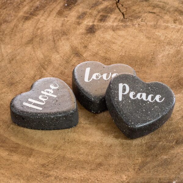 Handmade Concrete Home Accents (Set of 3), 'Love, Peace and Hope' Handmade Concrete Home Accents (Set of 3), 'Love, Peace and Hope'