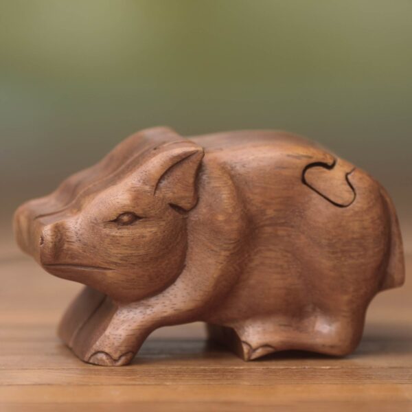 Handmade Puzzle Box, 'Little Pig' Handmade Puzzle Box, 'Little Pig'