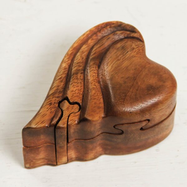 Heart-shaped Wood Puzzle Box, 'Flying Heart' Heart-shaped Wood Puzzle Box, 'Flying Heart'