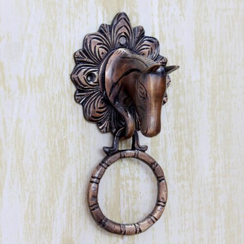 Horse Door Knocker Copper Plated Brass with Antique Look, 'Horse Arrival' Horse Door Knocker Copper Plated Brass with Antique Look, 'Horse Arrival'
