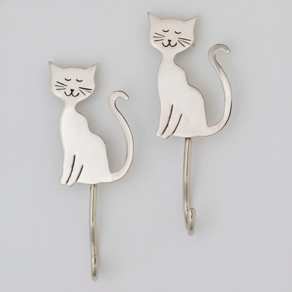 Set of 2 Metal Cat Wall Hooks from Mexico, 'Sassy Cat' Set of 2 Metal Cat Wall Hooks from Mexico, 'Sassy Cat'