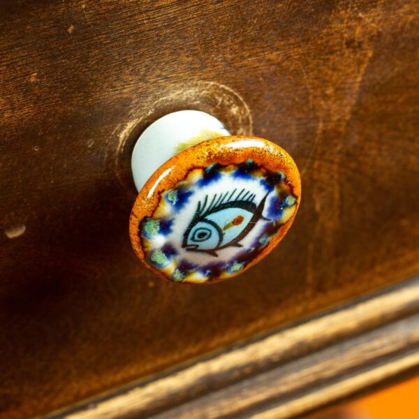 Set of 4 Handcrafted Ceramic Fish Knobs from Mexico, 'Marine Aura' Set of 4 Handcrafted Ceramic Fish Knobs from Mexico, 'Marine Aura'