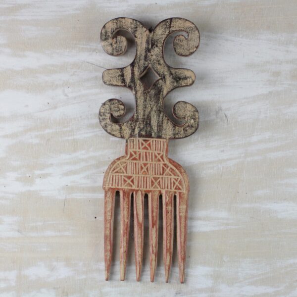 Wood Adinkra Dwennimmen Comb Wall Decor from Ghana, 'Dwennimmen Style' Wood Adinkra Dwennimmen Comb Wall Decor from Ghana, 'Dwennimmen Style'